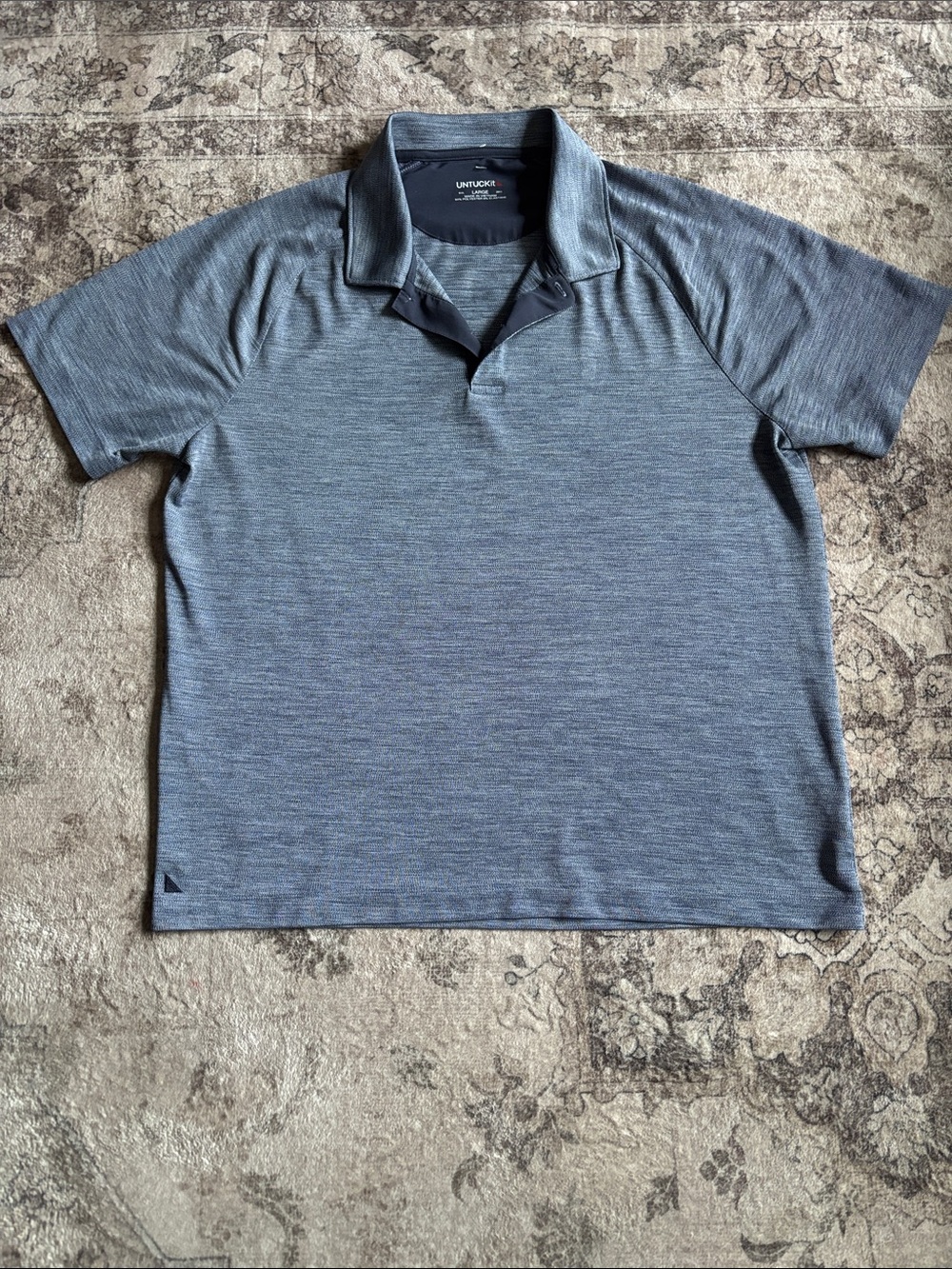 UNTUCKit Blue Heather Performance Polo Size L